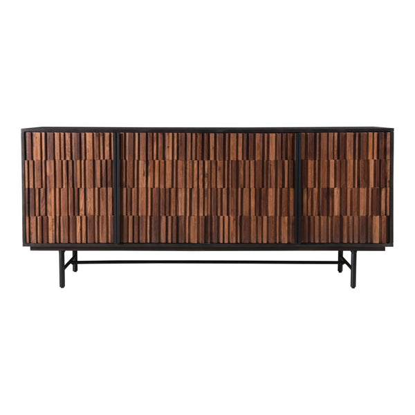 English Elm Sideboard, Solid Sheesham Mango Wood Iron Base Contemporary Dining Storage Cabinet B2769P523733