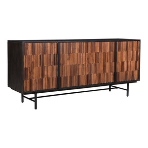 English Elm Sideboard, Solid Sheesham Mango Wood Iron Base Contemporary Dining Storage Cabinet B2769P523733