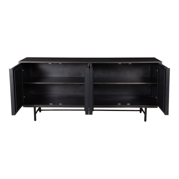 English Elm Sideboard, Solid Sheesham Mango Wood Iron Base Contemporary Dining Storage Cabinet B2769P523733