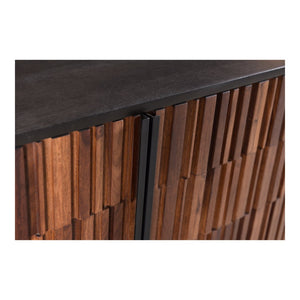 English Elm Sideboard, Solid Sheesham Mango Wood Iron Base Contemporary Dining Storage Cabinet B2769P523733