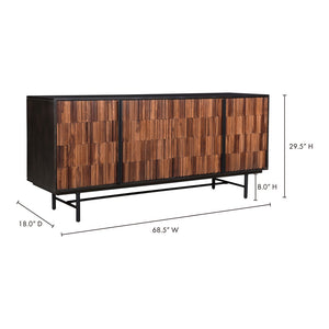 English Elm Sideboard, Solid Sheesham Mango Wood Iron Base Contemporary Dining Storage Cabinet B2769P523733