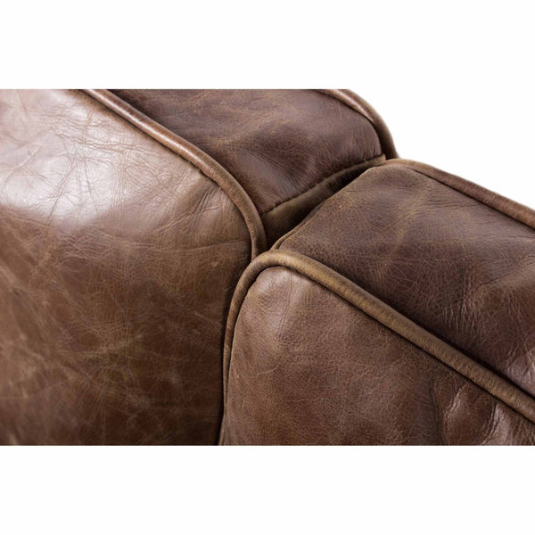 English Elm Sofa, Three Seat Top Grain Leather with Exposed Wood Frame for Rustic Living Rooms B2769P523736