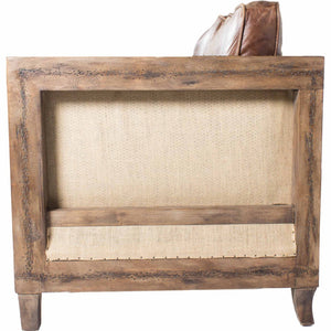 English Elm Sofa, Three Seat Top Grain Leather with Exposed Wood Frame for Rustic Living Rooms B2769P523736