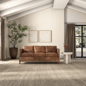 English Elm Sofa, Three Seat Top Grain Leather with Exposed Wood Frame for Rustic Living Rooms B2769P523736