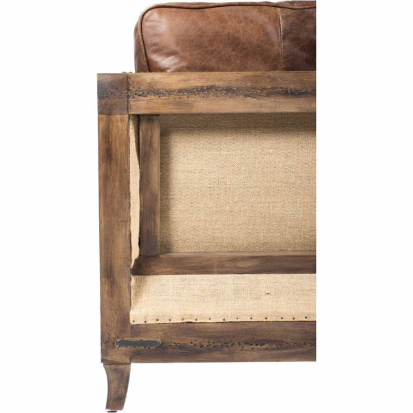 English Elm Sofa, Three Seat Top Grain Leather with Exposed Wood Frame for Rustic Living Rooms B2769P523736