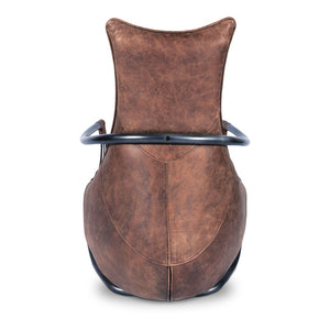English Elm Club Chair in Aniline Dyed Top Grain Leather with Iron Frame for Study or Living Room B2769P523737
