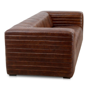 English Elm Sofa, Channel Stitched Top Grain Leather Three Seat Living Room Architectural Design B2769P523740