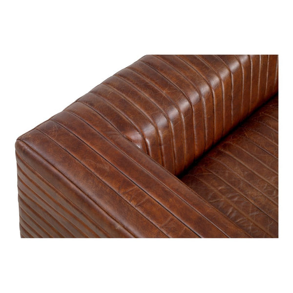 English Elm Sofa, Channel Stitched Top Grain Leather Three Seat Living Room Architectural Design B2769P523740