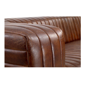 English Elm Sofa, Channel Stitched Top Grain Leather Three Seat Living Room Architectural Design B2769P523740
