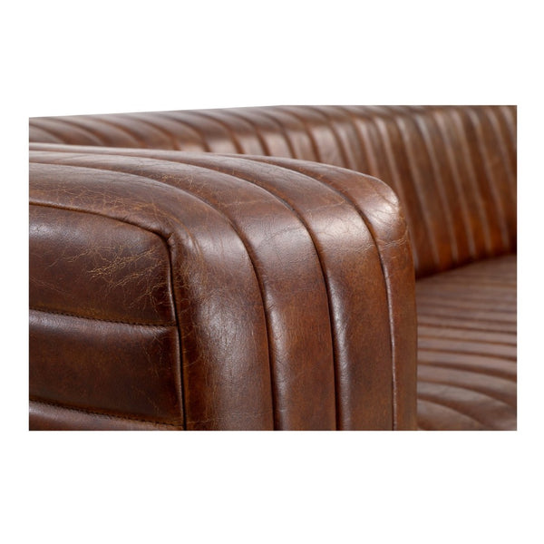 English Elm Sofa, Channel Stitched Top Grain Leather Three Seat Living Room Architectural Design B2769P523740
