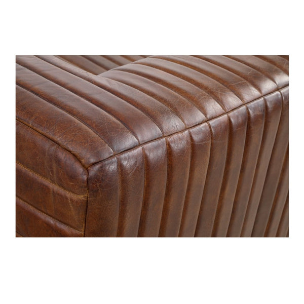 English Elm Sofa, Channel Stitched Top Grain Leather Three Seat Living Room Architectural Design B2769P523740