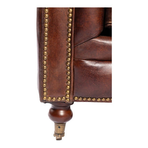 English Elm Sofa, Three Seat Top Grain Leather with Rolled Arms for Traditional Living Rooms B2769P523741