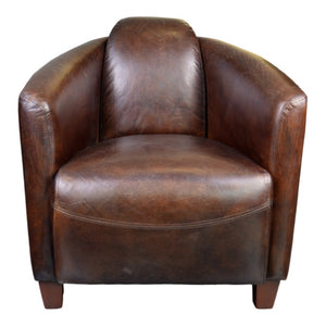 English Elm Accent Club Chair Solid Birch Frame Top Grain Leather Upholstered Lounge Seat B2769P523742