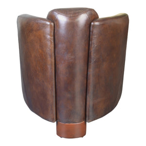 English Elm Accent Club Chair Solid Birch Frame Top Grain Leather Upholstered Lounge Seat B2769P523742