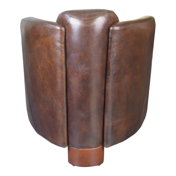 English Elm Accent Club Chair Solid Birch Frame Top Grain Leather Upholstered Lounge Seat B2769P523742