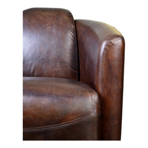 English Elm Accent Club Chair Solid Birch Frame Top Grain Leather Upholstered Lounge Seat B2769P523742