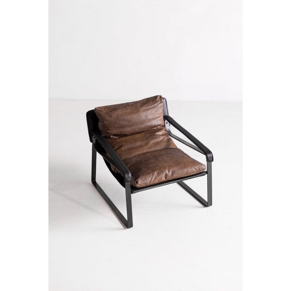 English Elm Club Chair Top Grain Aniline Leather Accent Seat for Living Room or Study B2769P523743