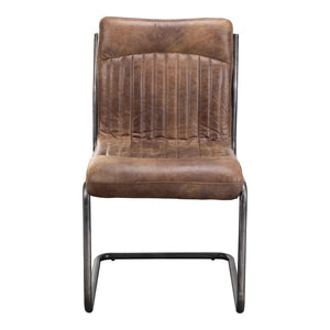 English Elm Dining Chairs Set of 2 Top Grain Leather Iron Frame Industrial Style Seating B2769P523744