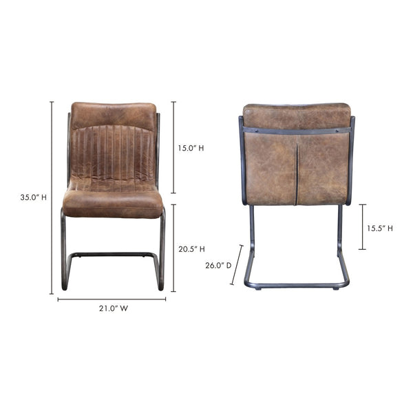 English Elm Dining Chairs Set of 2 Top Grain Leather Iron Frame Industrial Style Seating B2769P523744