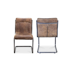 English Elm Dining Chairs Set of 2 Top Grain Leather Iron Frame Industrial Style Seating B2769P523744