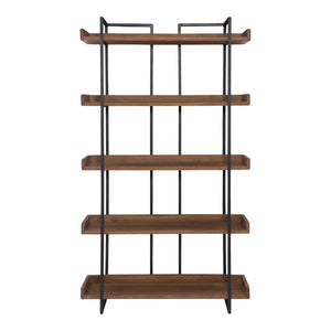 English Elm Bookshelf, Five Tier Acacia Wood and Iron Industrial Open Display for Home Office B2769P523747