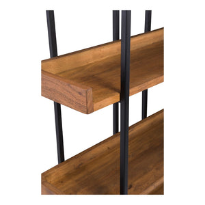 English Elm Bookshelf, Five Tier Acacia Wood and Iron Industrial Open Display for Home Office B2769P523747