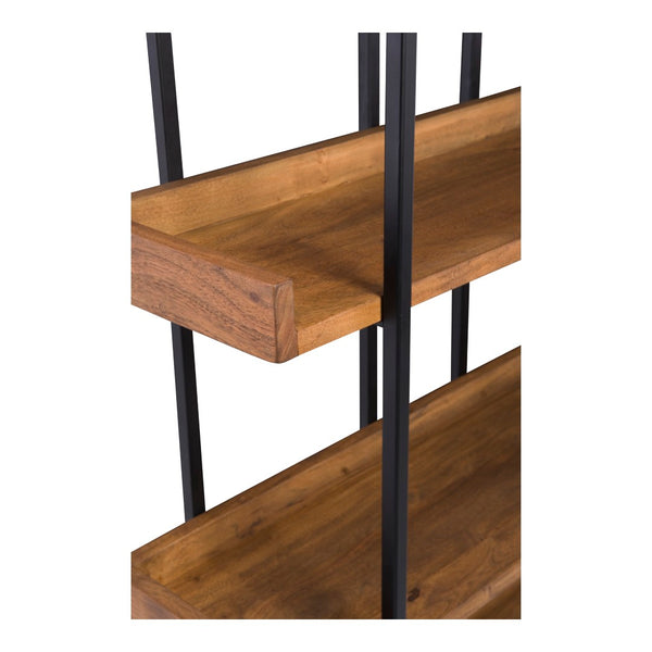 English Elm Bookshelf, Five Tier Acacia Wood and Iron Industrial Open Display for Home Office B2769P523747