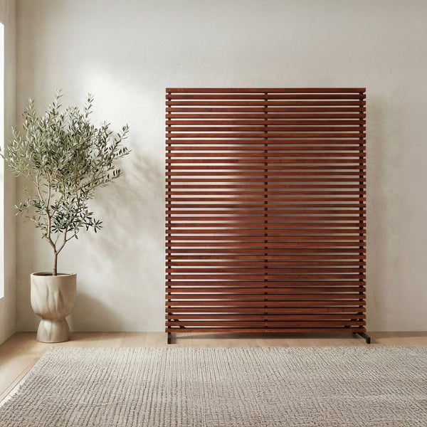 English Elm Room Divider Panel Hardwood Slats Aluminum Frame Open Plan Living Space Accent B2769P523760