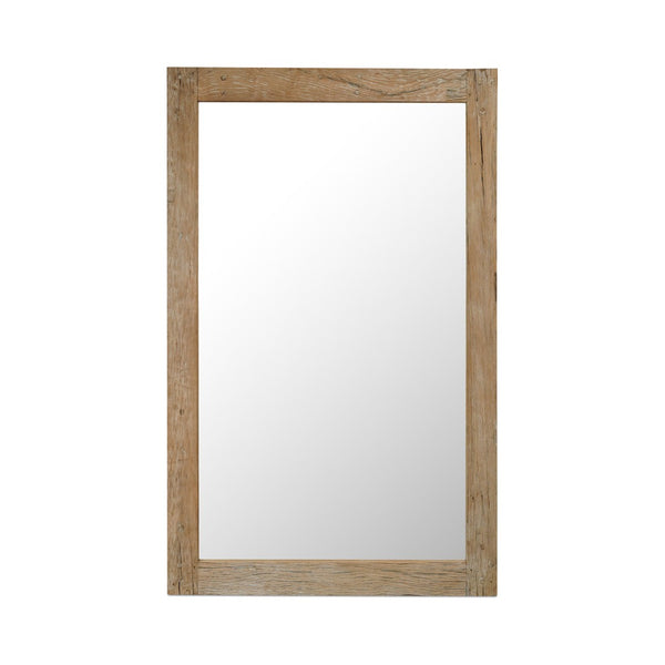 English Elm Floor Mirror with Reclaimed Wood Frame Weathered Grain Texture for Bedroom or Entryway B2769P523766