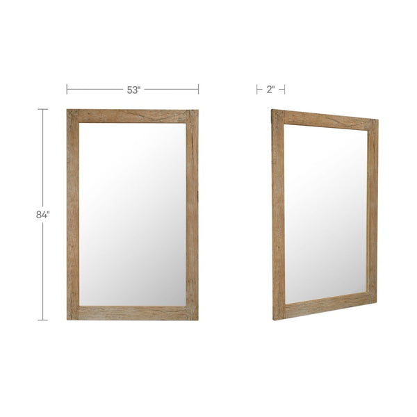 English Elm Floor Mirror with Reclaimed Wood Frame Weathered Grain Texture for Bedroom or Entryway B2769P523766