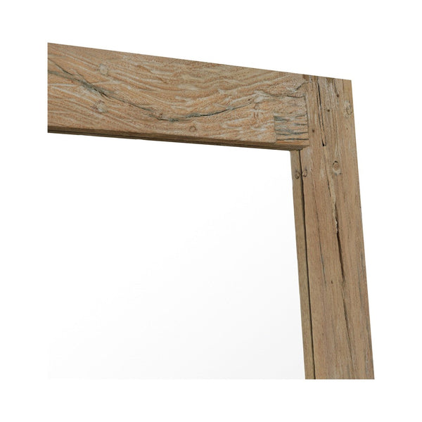 English Elm Floor Mirror with Reclaimed Wood Frame Weathered Grain Texture for Bedroom or Entryway B2769P523766