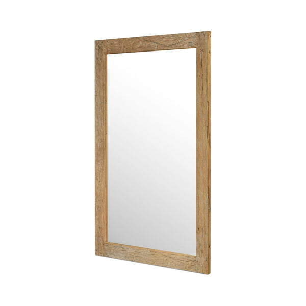 English Elm Floor Mirror with Reclaimed Wood Frame Weathered Grain Texture for Bedroom or Entryway B2769P523766