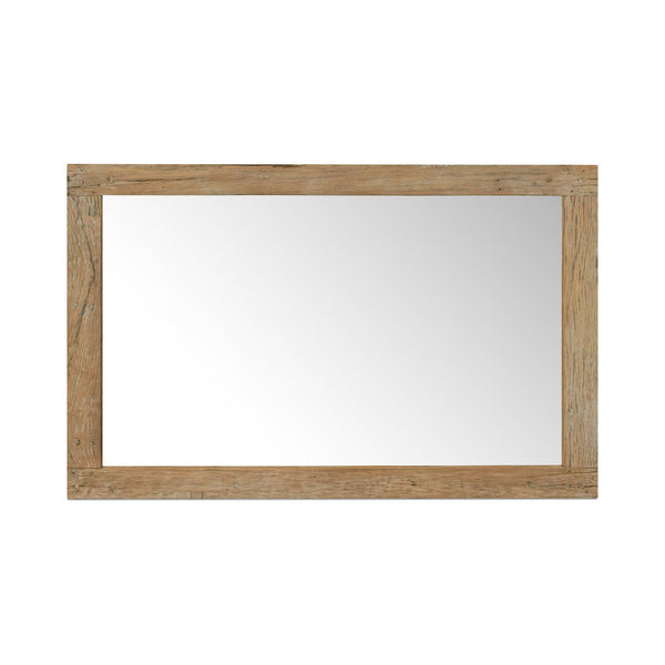 English Elm Floor Mirror with Reclaimed Wood Frame Weathered Grain Texture for Bedroom or Entryway B2769P523766