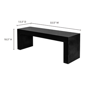 English Elm Bench, Fiber Reinforced Concrete Sculptural Seat for Modern Indoor Outdoor Spaces Black B2769P523772