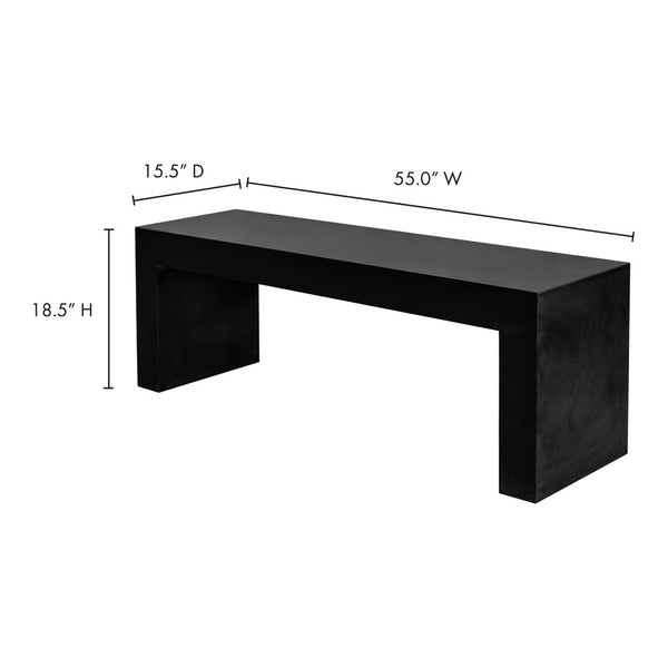 English Elm Bench, Fiber Reinforced Concrete Sculptural Seat for Modern Indoor Outdoor Spaces Black B2769P523772