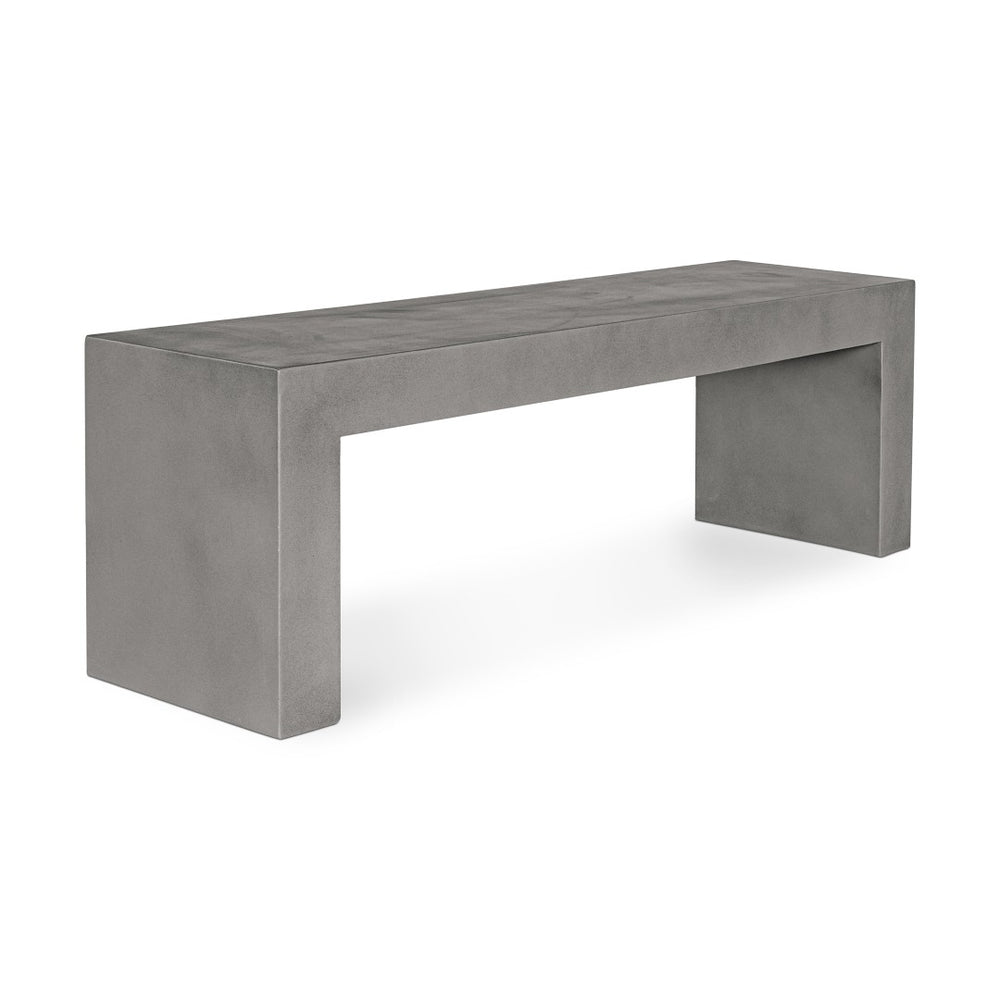 English Elm Bench, Fiber Reinforced Concrete Sculptural Seat for Modern Indoor Outdoor Spaces Grey B2769P523778
