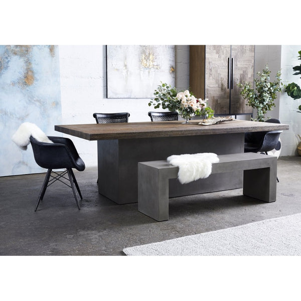 English Elm Bench, Fiber Reinforced Concrete Sculptural Seat for Modern Indoor Outdoor Spaces Grey B2769P523778