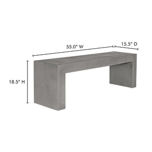English Elm Bench, Fiber Reinforced Concrete Sculptural Seat for Modern Indoor Outdoor Spaces Grey B2769P523778