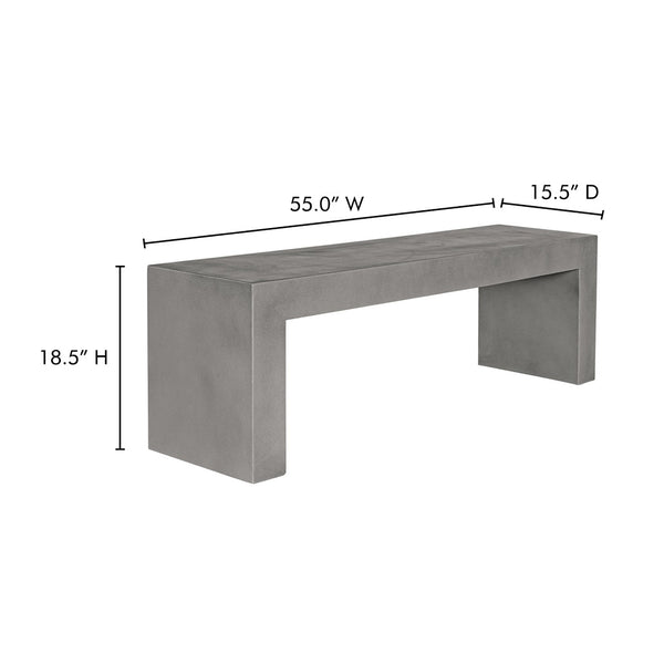 English Elm Bench, Fiber Reinforced Concrete Sculptural Seat for Modern Indoor Outdoor Spaces Grey B2769P523778