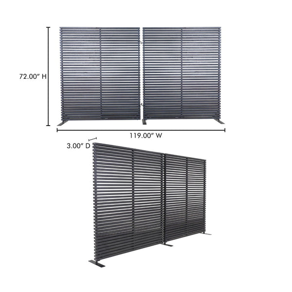 English Elm Screen, Hardwood Slat Room Divider with Aluminum Frame for Modern Open Living B2769P523779