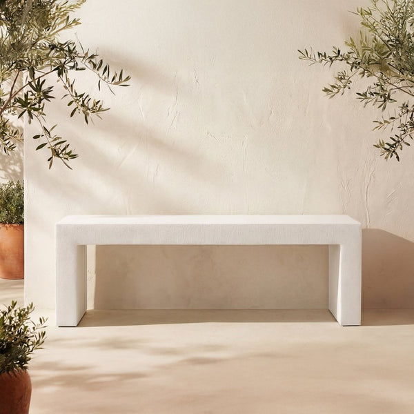 English Elm Bench, Fiber Reinforced Concrete Seats Three Minimalist Indoor Outdoor Entryway B2769P523785