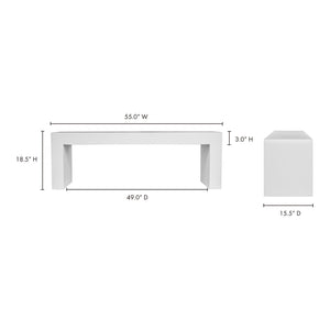 English Elm Bench, Fiber Reinforced Concrete Seats Three Minimalist Indoor Outdoor Entryway B2769P523785