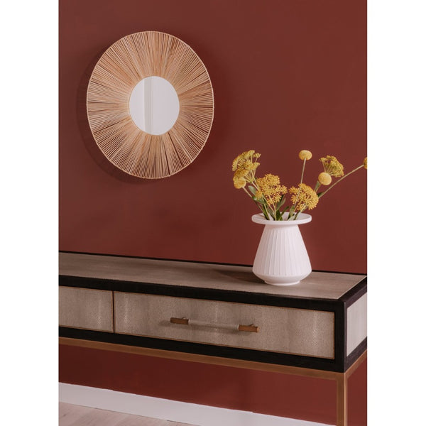 English Elm Console Table Art Deco Shagreen Top Brass Leg Accents Black Oak Entryway Statement B2769P530536