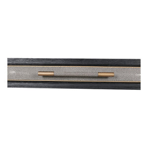 English Elm Desk, Art Deco Shagreen Polyurethane Top with Solid Black Oak Frame and Brass Hardware B2769P538950
