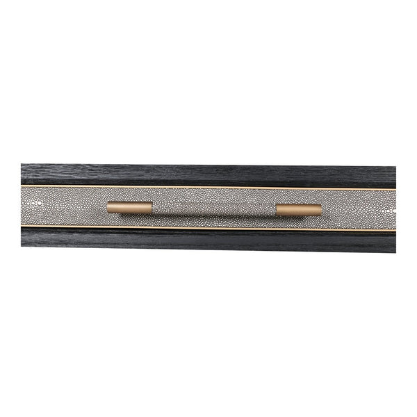English Elm Desk, Art Deco Shagreen Polyurethane Top with Solid Black Oak Frame and Brass Hardware B2769P538950