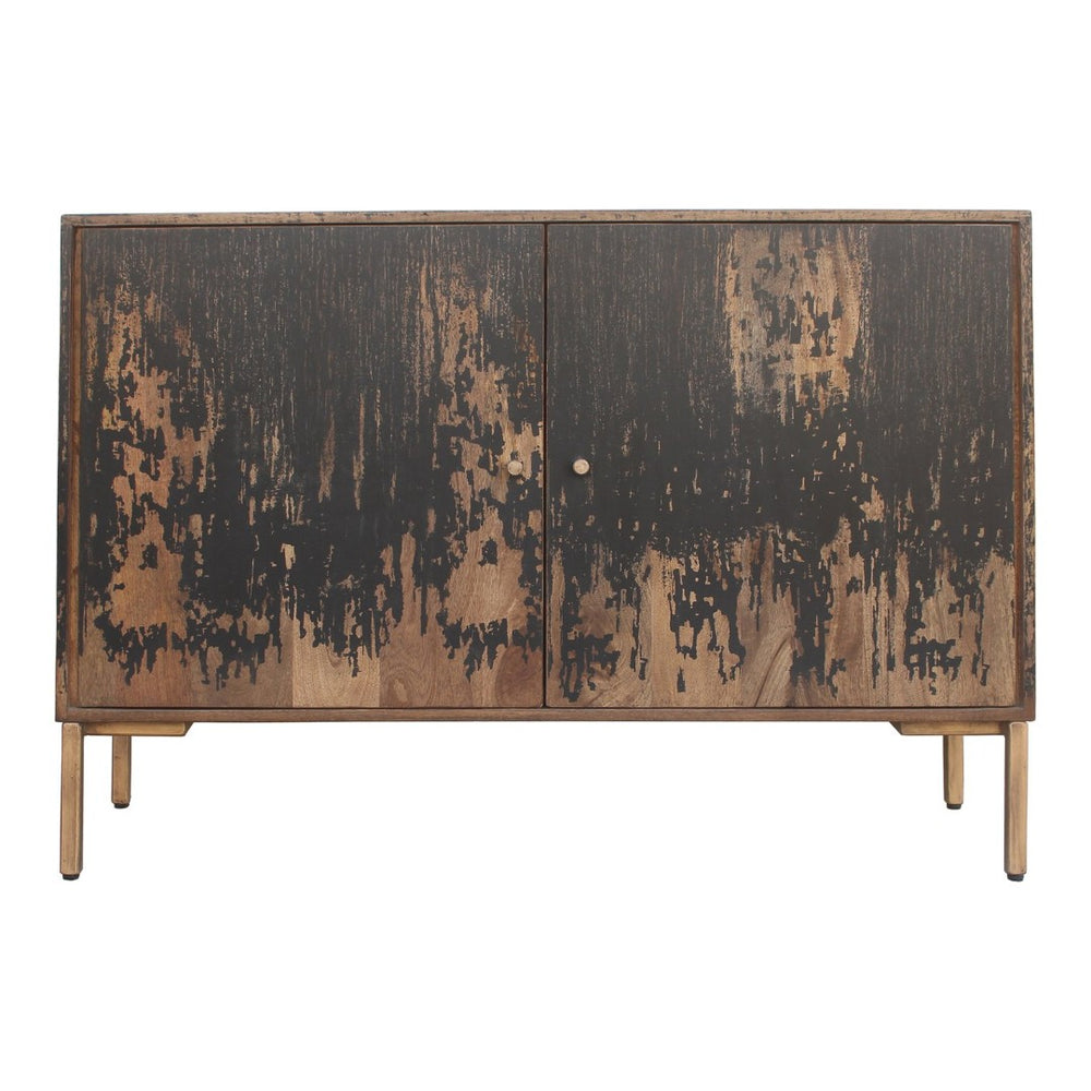 English Elm Sideboard Solid Mango Wood with Iron Legs Rustic Farmhouse Dining Storage Cabinet B2769P538951
