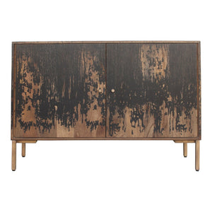 English Elm Sideboard Solid Mango Wood with Iron Legs Rustic Farmhouse Dining Storage Cabinet B2769P538951