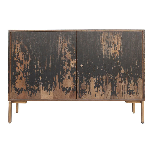 English Elm Sideboard Solid Mango Wood with Iron Legs Rustic Farmhouse Dining Storage Cabinet B2769P538951