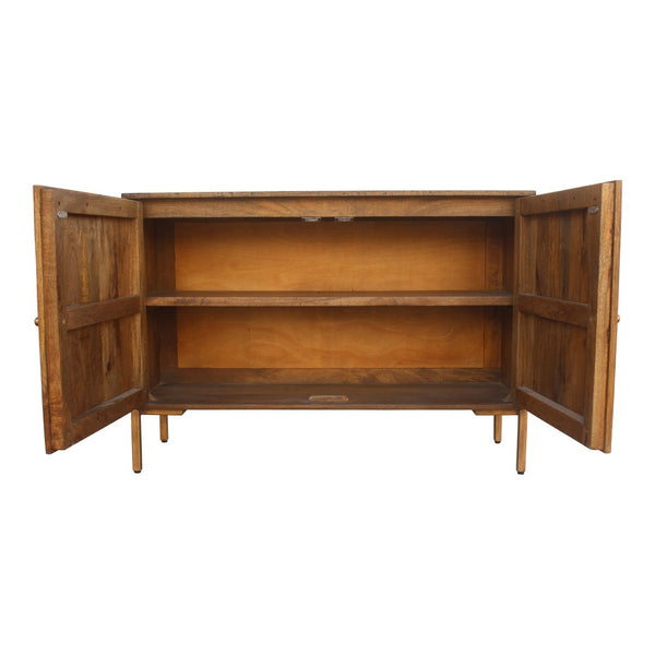 English Elm Sideboard Solid Mango Wood with Iron Legs Rustic Farmhouse Dining Storage Cabinet B2769P538951