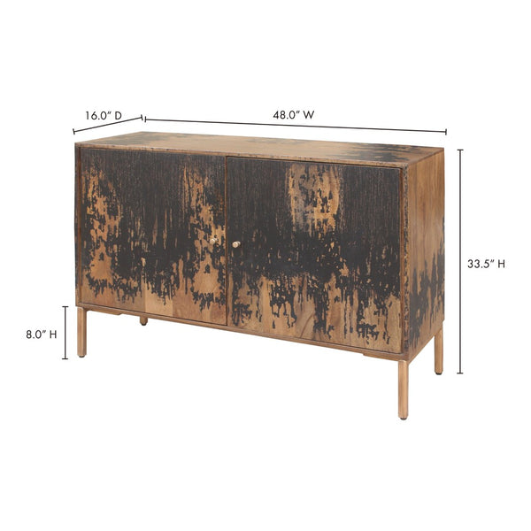 English Elm Sideboard Solid Mango Wood with Iron Legs Rustic Farmhouse Dining Storage Cabinet B2769P538951